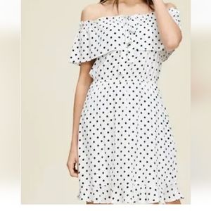Staccato Off-Shoulder Polka Dot Dress